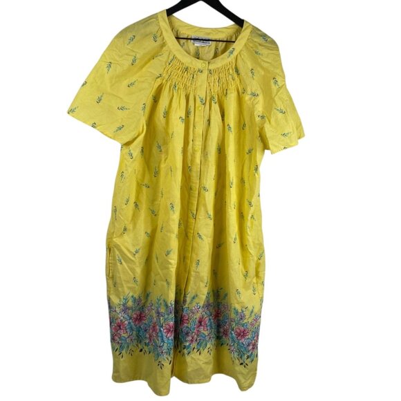 Anthony Richards Dresses & Skirts - Anthony Richards House Dress Women's Yellow Sz 3X  Snap Closure Floral Patio